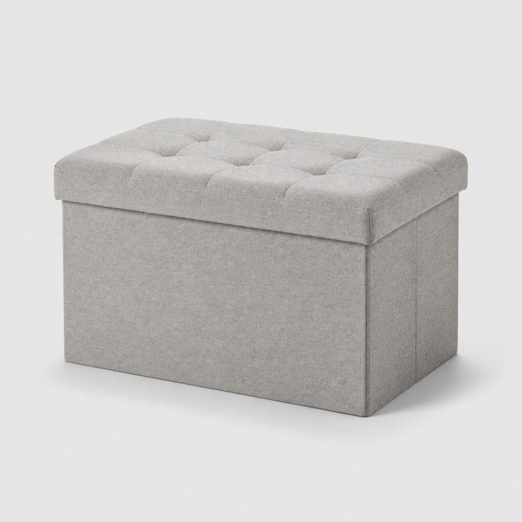 Pouf coffre rembourré avec couvercle et rangement intérieur