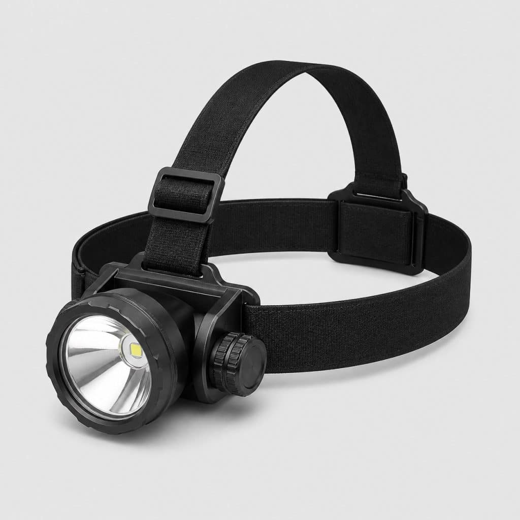 Lampe frontale haut de gamme avec tête LED et molette de zoom