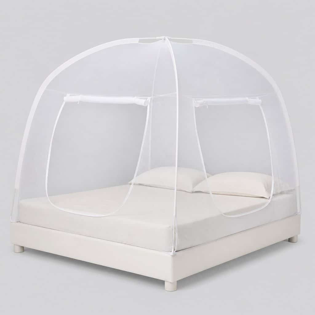 Moustiquaire de lit dôme au format 140 cm sur un lit double