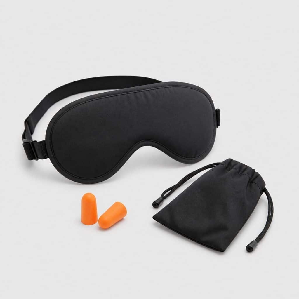 Masque de sommeil, bouchons d'oreilles en mousse et pochette de rangement