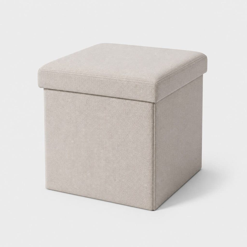 Tabouret coffre rembourré avec couvercle et rangement intérieur